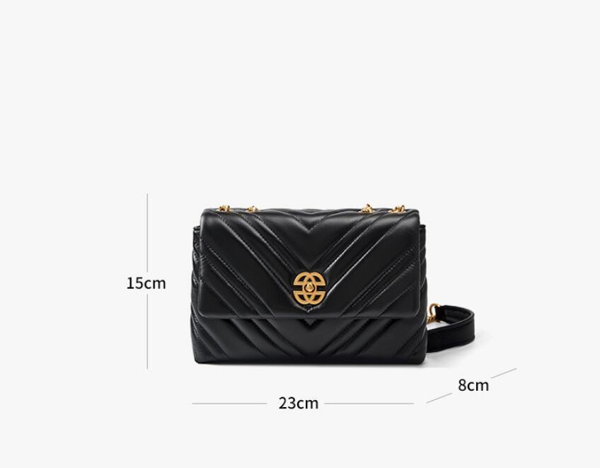 Women's Italian Cowhide Diamond Chain Square Shoulder Messenger Bag