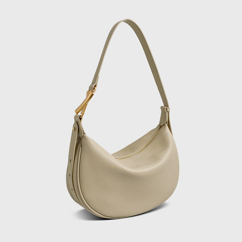 Simple Italian Crescent Moon Soft Women's Cow Leather Bag