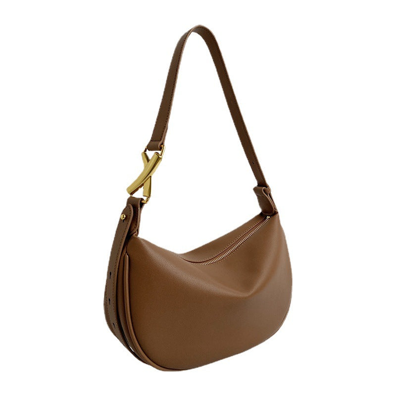 Simple Italian Crescent Moon Soft Women's Cow Leather Bag