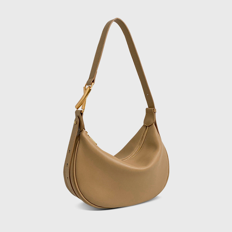 Simple Italian Crescent Moon Soft Women's Cow Leather Bag