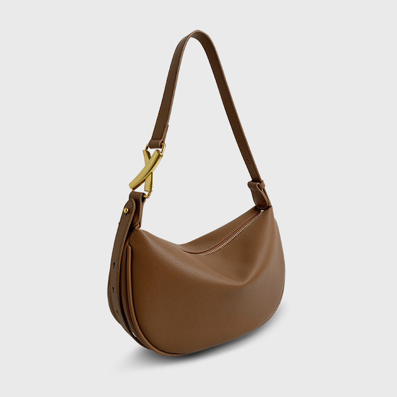 Simple Italian Crescent Moon Soft Women's Cow Leather Bag