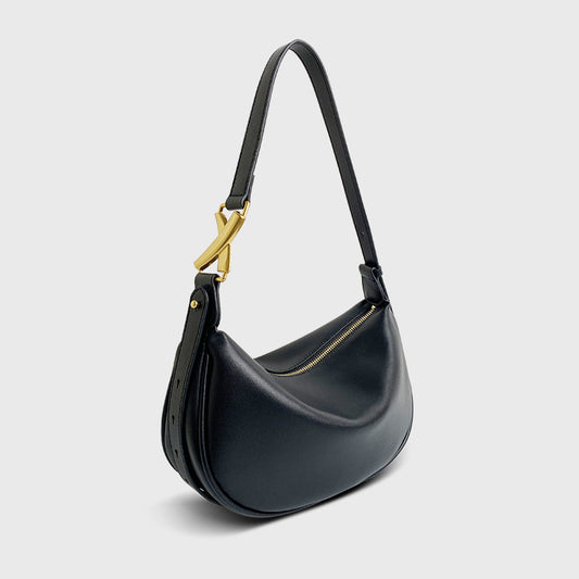 Simple Italian Crescent Moon Soft Women's Cow Leather Bag