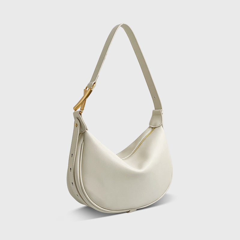 Simple Italian Crescent Moon Soft Women's Cow Leather Bag