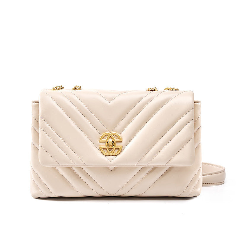 Women's Italian Cowhide Diamond Chain Square Shoulder Messenger Bag